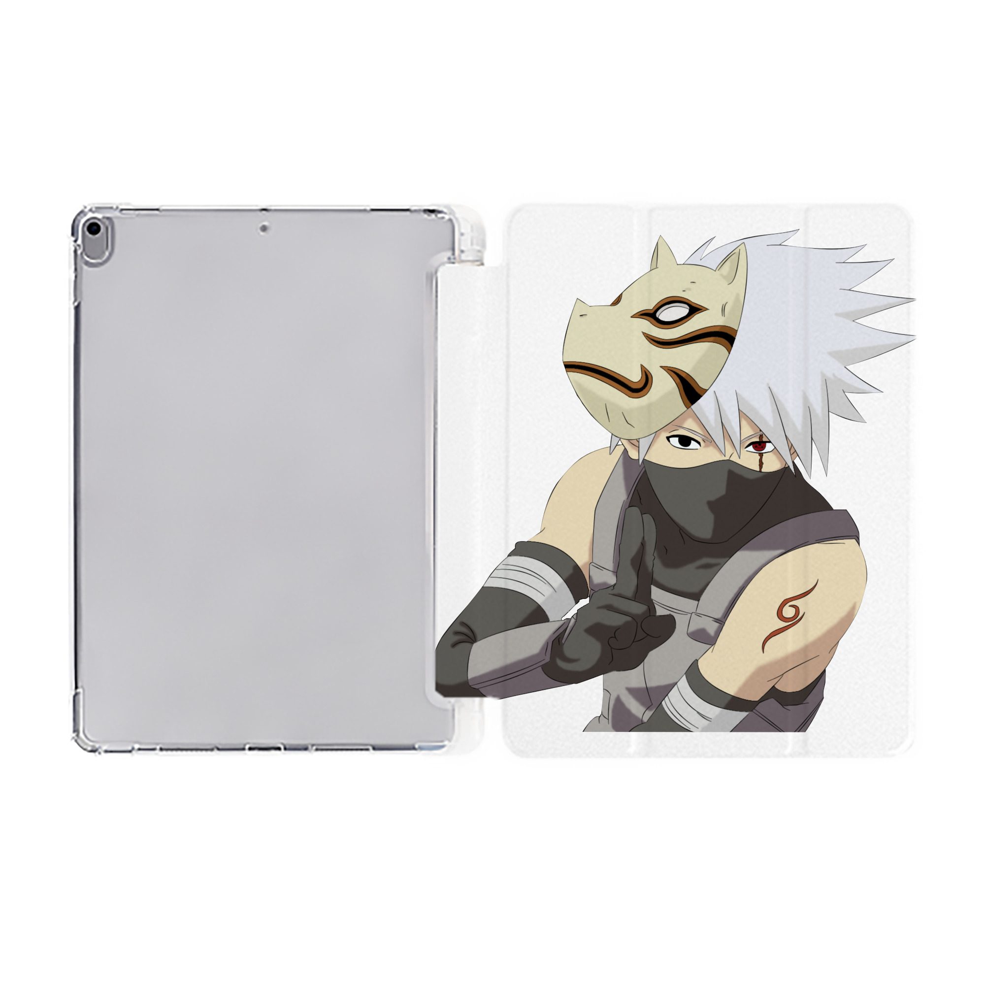（画像用） NARUTO -ナルト- はたけ カカシ Hatake Kakashi IPad ケース ペン収納付き 三つ折りスタンド PUレザー×シリコン 対応機種9.5/10.5/10.9インチ